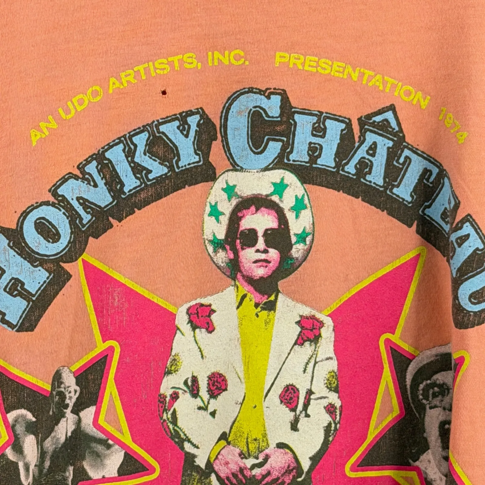 Daydreamer Elton John Honky Chateau Graphic Tee Pink Oversized T-Shirt Medium - Image 3