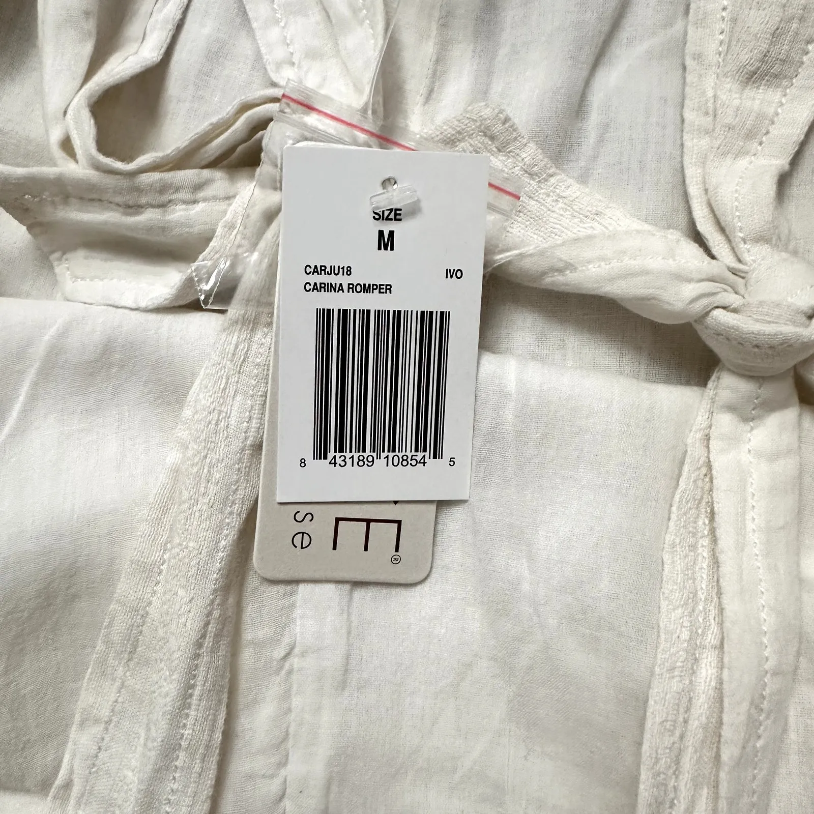 L*Space Carina Woven Overalls Romper in Ivory Size Medium NWT White - Image 12