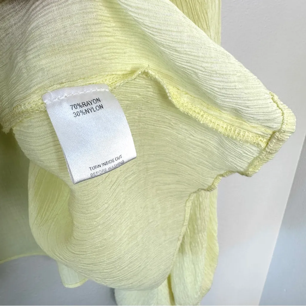 Sabo Skirt Long Sleeve Sheer Peasant Blouse Yellow Oversized Button Up Boho Sz M - Image 6