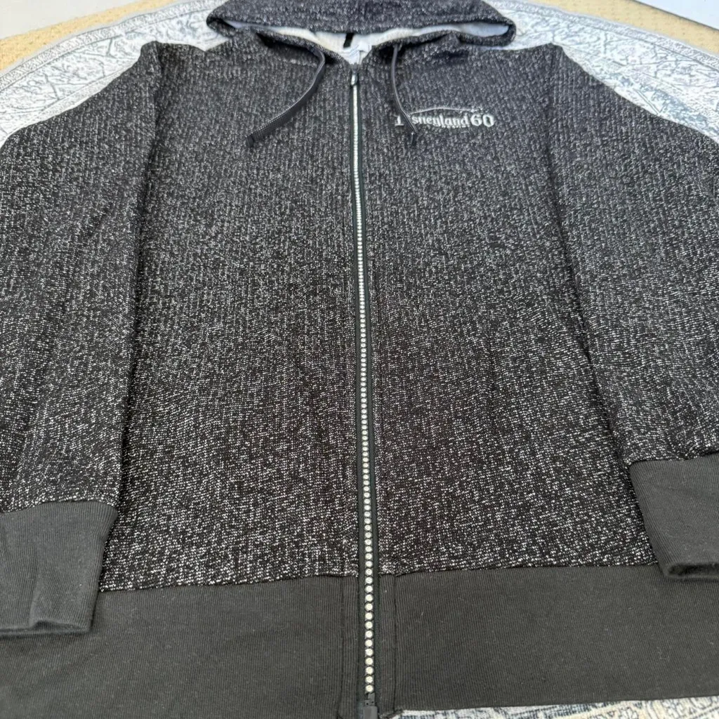 Disneyland Resort 60 Year Anniversary Black Silver Sparkle Diamond Zip Up Hoodie - Image 2