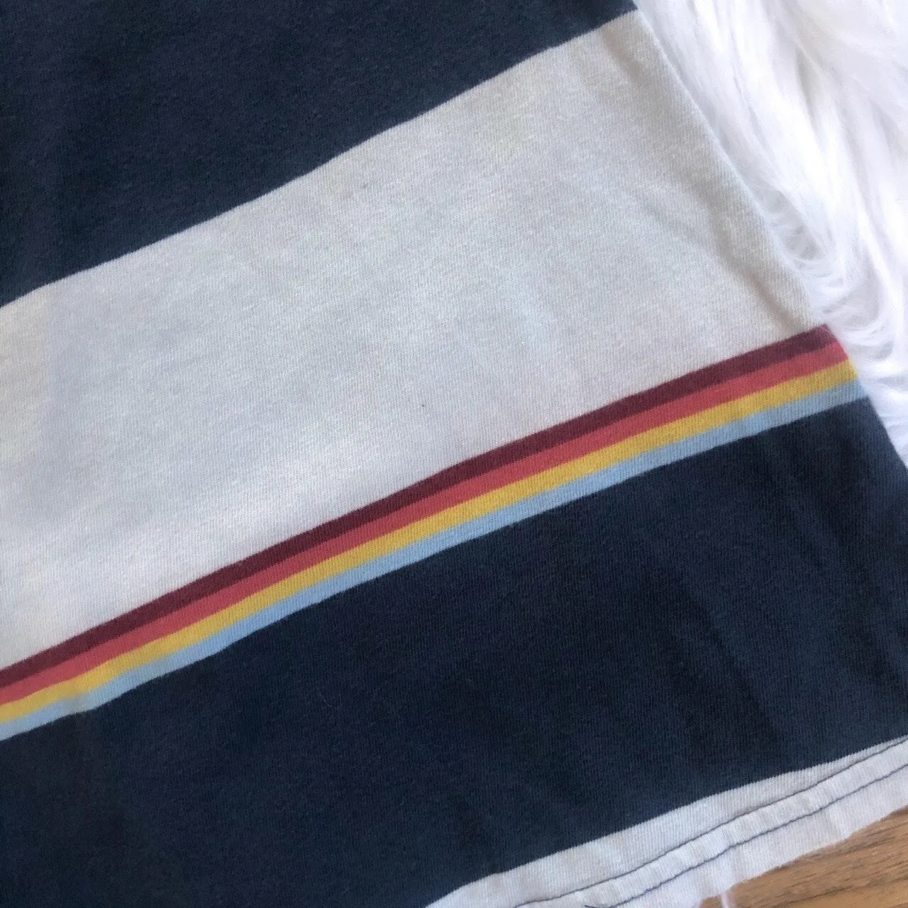 Blue and white shirt with rainbow stripes Multiple Size XS - Image 4