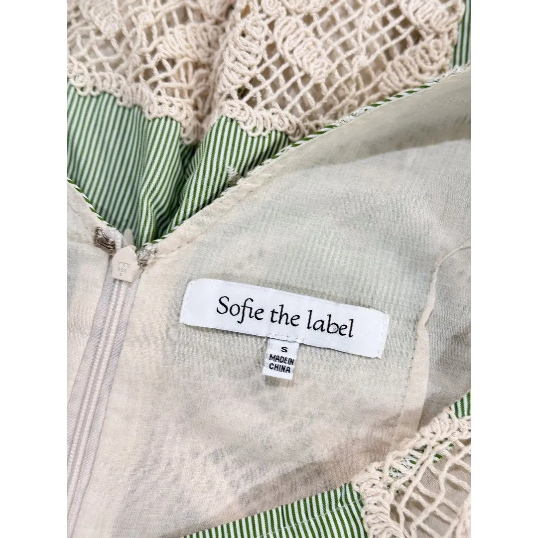 Sofie The Label Dress Green Carmine Patchwork Crochet Mini Cottagecore Small - Image 4