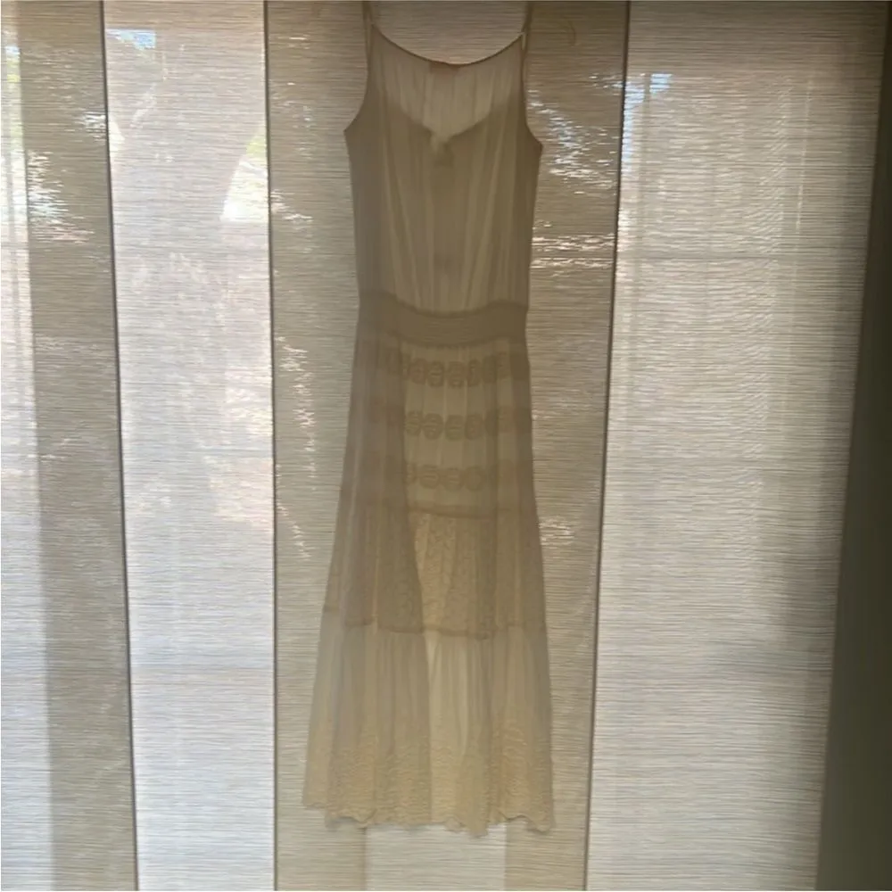 Anthropologie Hale Bob Cabana Eyelet cream Resortwear maxi dress vacation beaded - Image 13