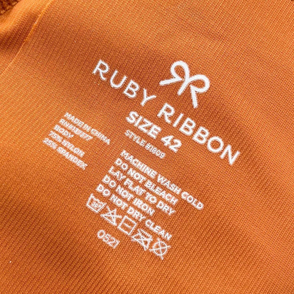 Ruby Ribbon Heritage Diva Lace Demiette Bra #1809 Women's Size 42 Ginger Snap Orange - Image 6