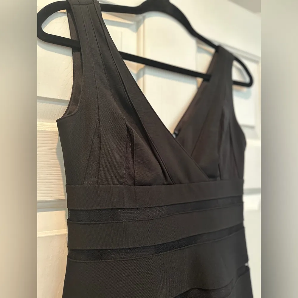 WHBM Shadow-Stripe Black A-Line Dress Size 0 - Image 7