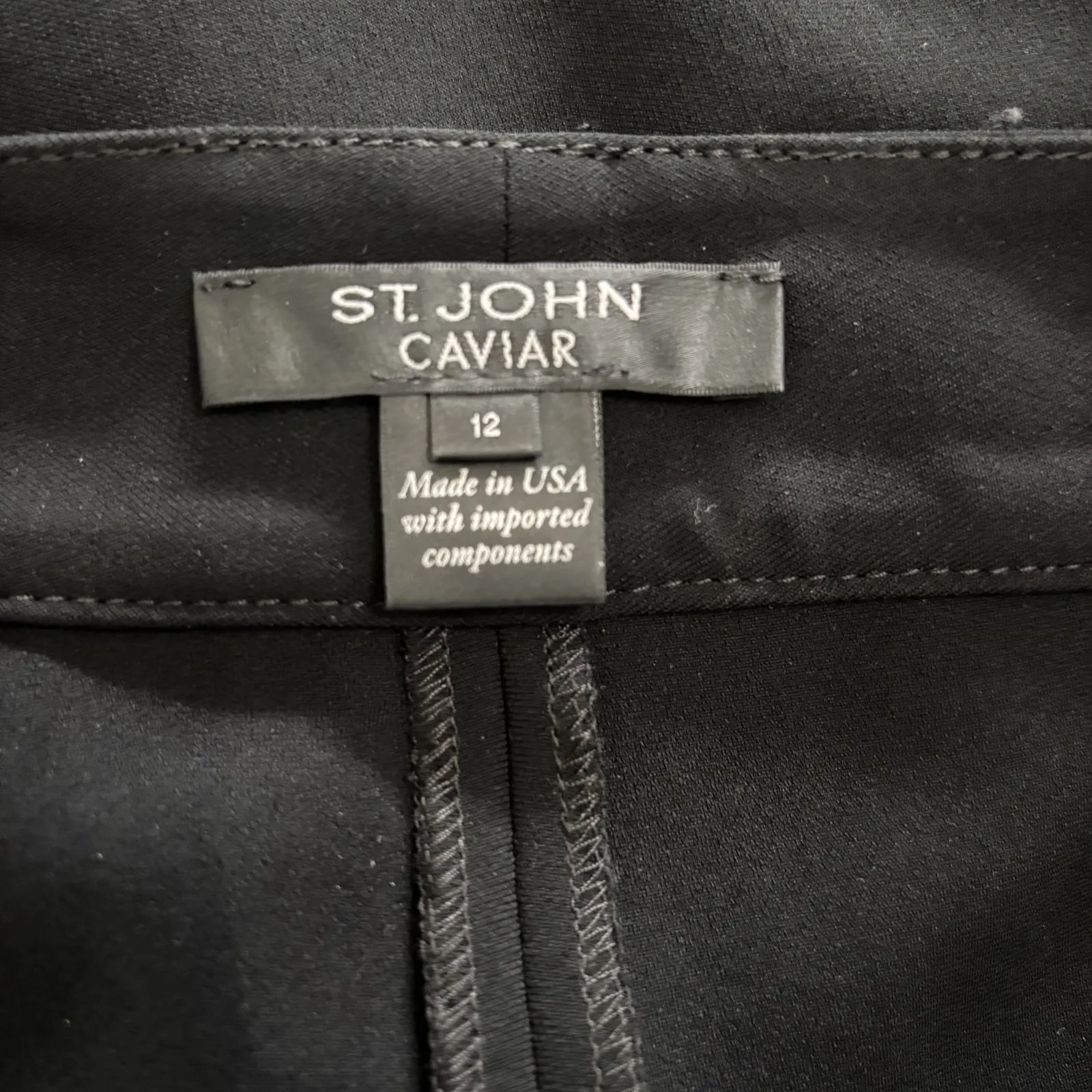 St John Caviar Emma Dress Pants Womens 12 Black Straight Leg Trousers Preppy‎ - Image 6