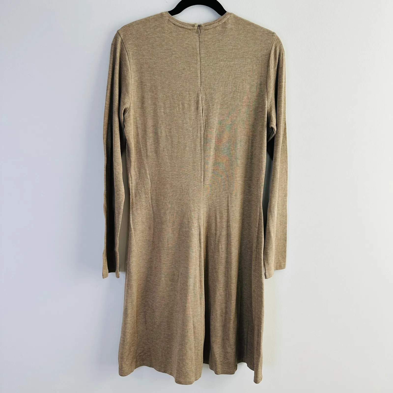 Vince Crewneck Long sleeve Dress H Dove Oat Women's Large Fit and Flare Neutral - Image 6