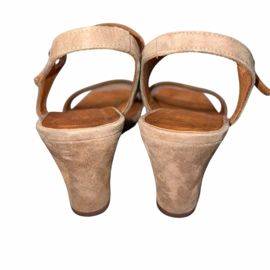 Chie Mihara Brown Suede Anatour Wedge Sandals Shoes size 38.5 Tan - Image 8