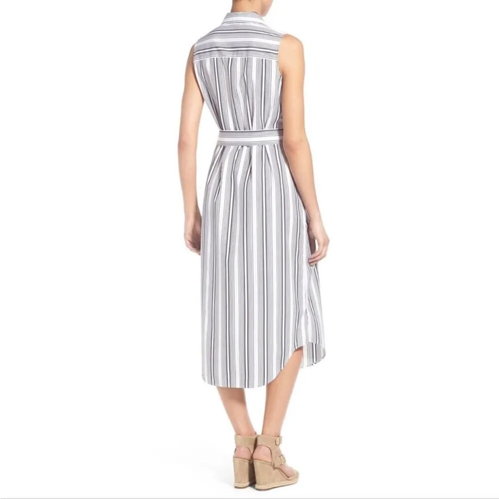 Foxcroft Stripe Non-Iron Cotton Sleeveless Maxi Shirtdress 6 EUC - Image 5