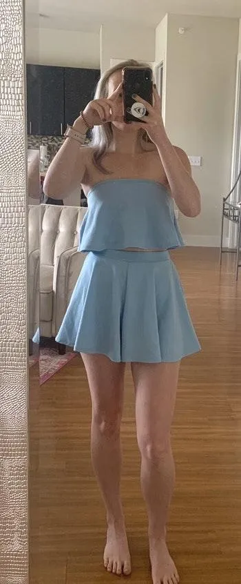 Boohoo NWT Light Blue XS Matching Two Piece Set - Image 2