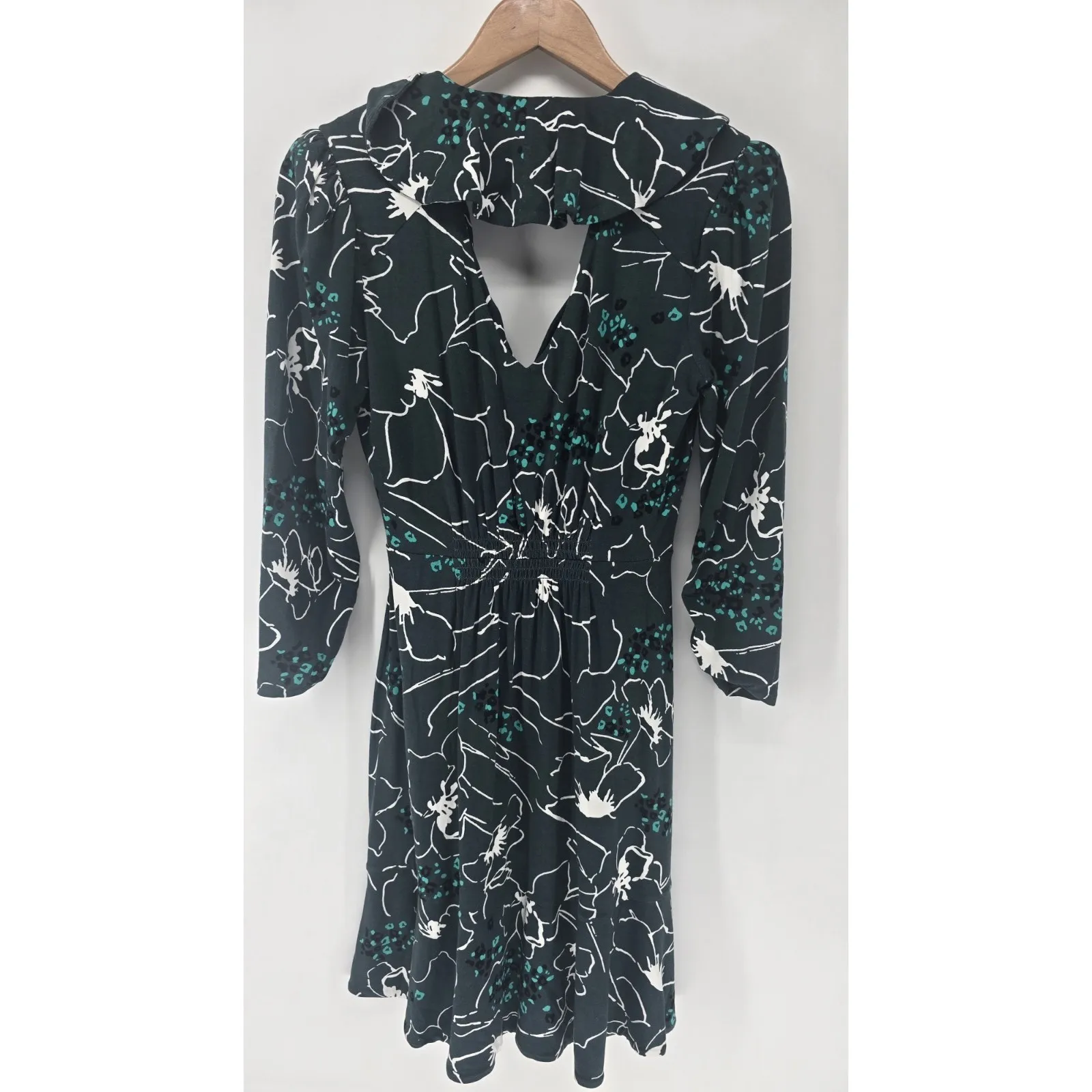 Cabi XS Dress‎ Abstract Print Green White Long Sleeve Career Casual - Image 3