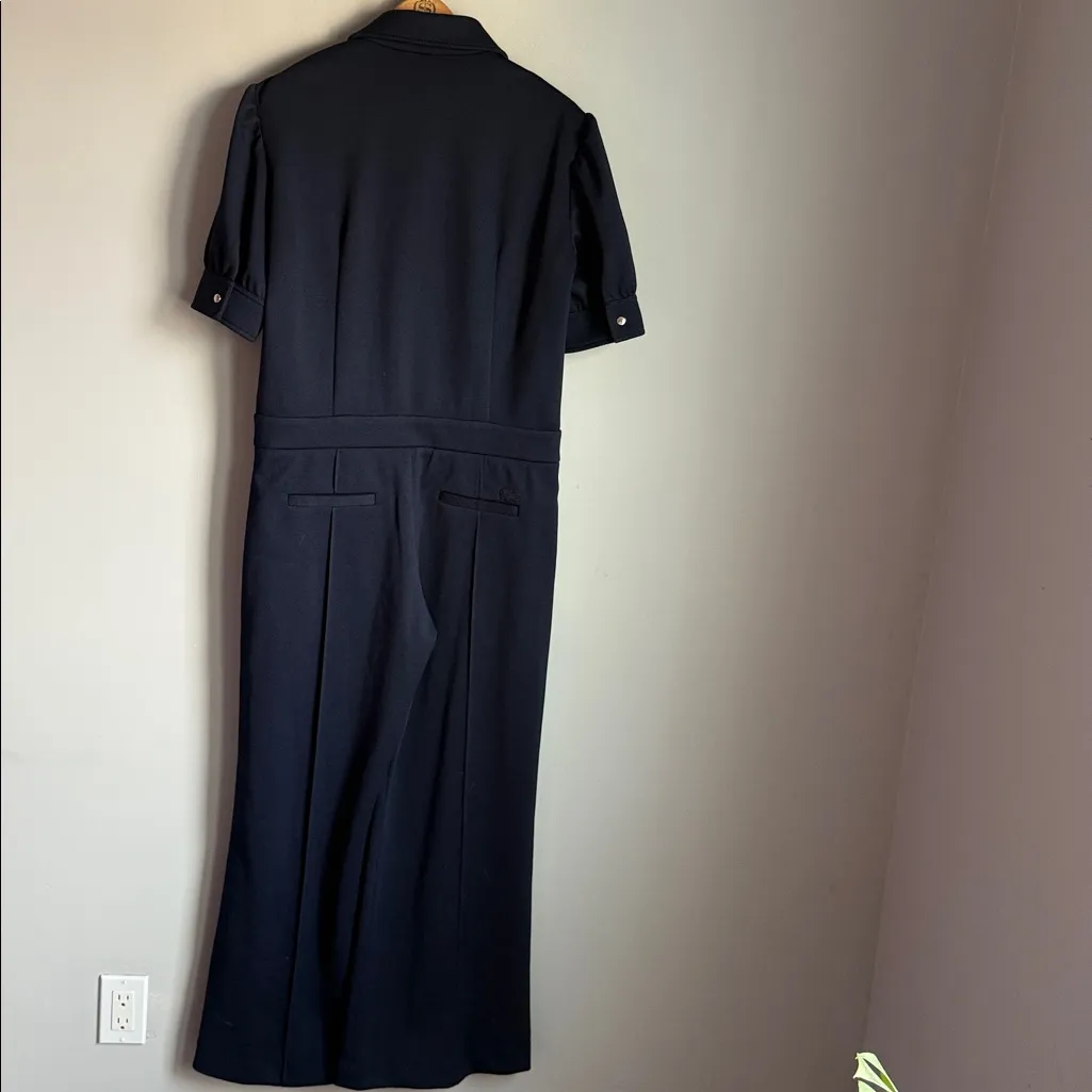 Lacoste x Goop Two-Ply Piqué Jumpsuit in Marine - Image 3