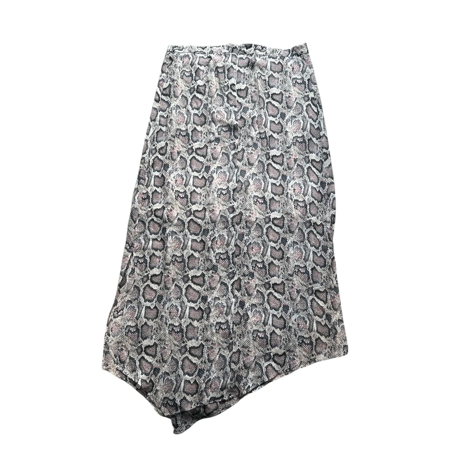 All Saints Rhea Misra Slip Midi Skirt Size 10 US Gray Animal Print Asymmetric - Image 8