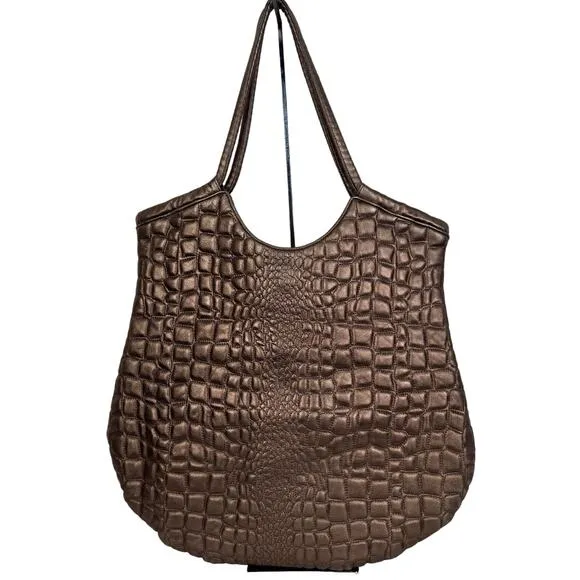 Vintage Y2K Hobo International Quilted Bronze Large Shoulder Bag Brown - Image 1