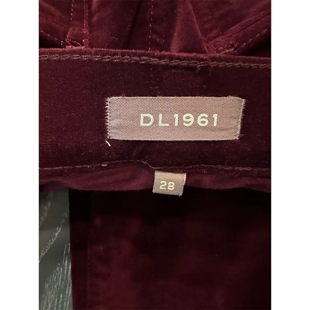 Adriano Goldschmied Women's Burgundy Velvet High Rise Skinny Pants 28 Red - Image 6