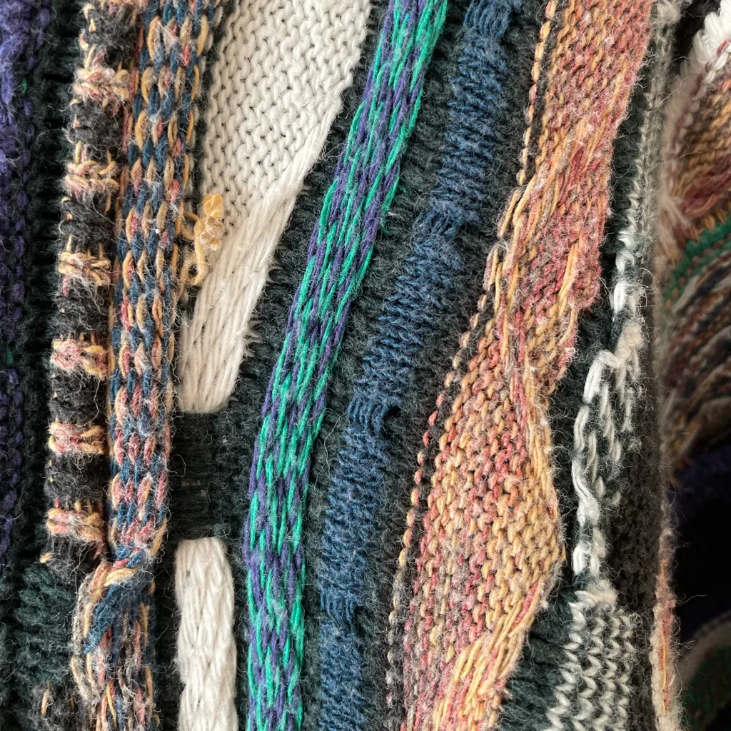 BRANDINI 90s Vintage Cotton Blend 3D Textured Knit Crewneck Sweater Size XL Green - Image 11