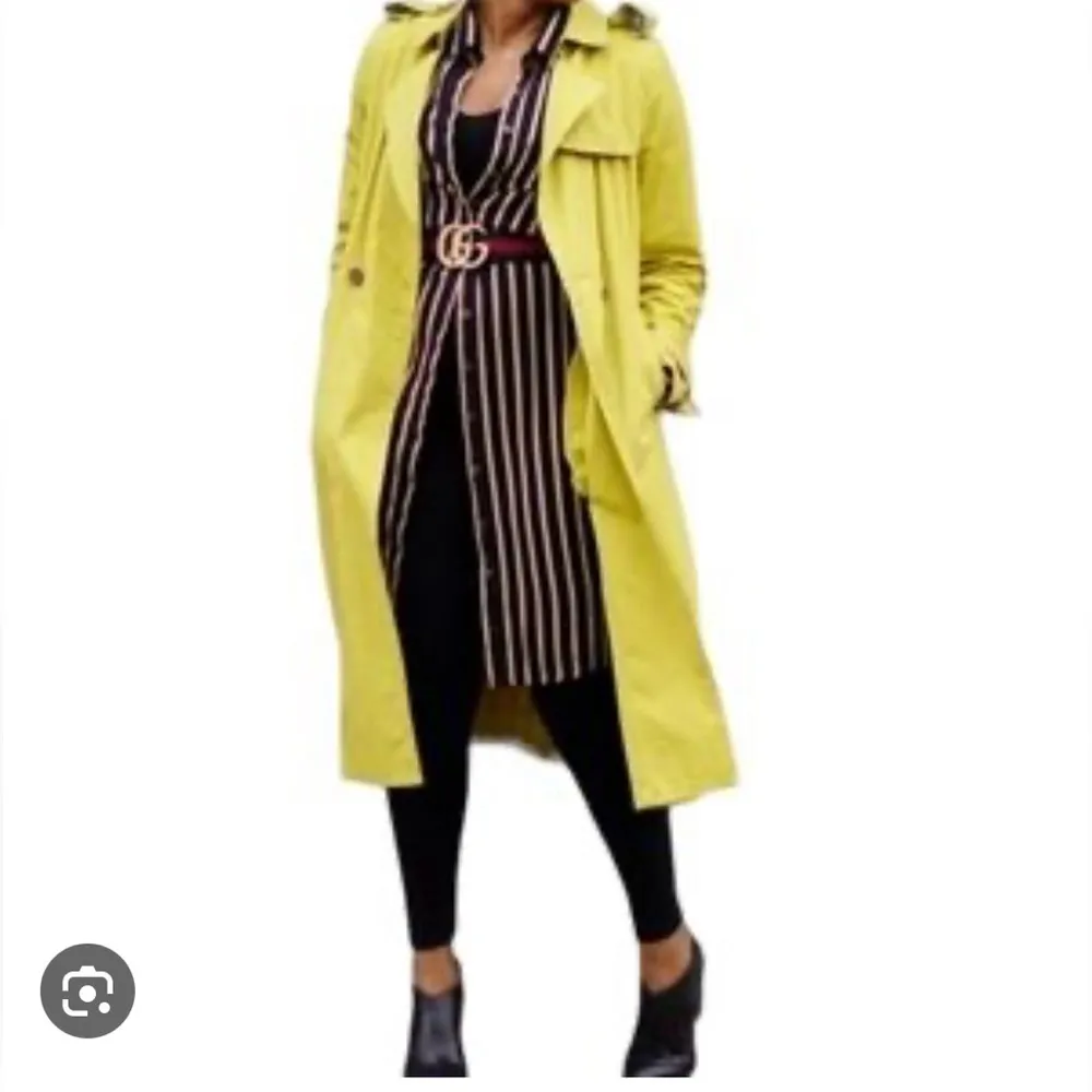 Soft surroundings chartreuse lightweight classic trench coat. Sz Sm - Image 3