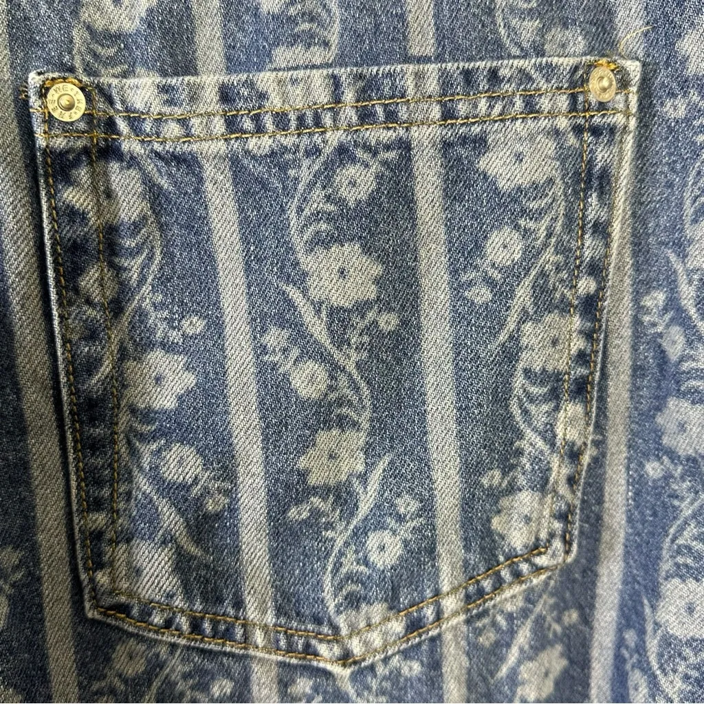 Free People Tennessee Low Rise Boyfriend Jeans Size 32 Bohemian Floral Retro 70s - Image 11