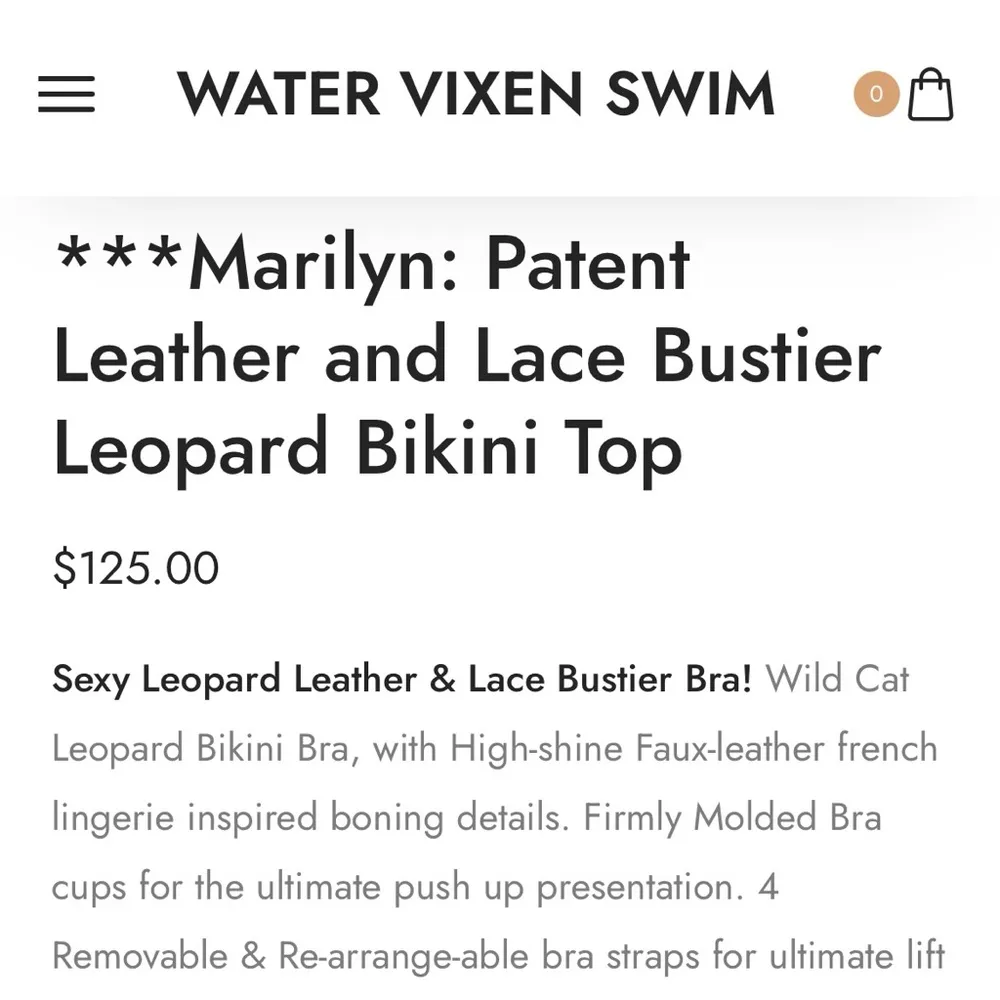 NWT  Marilyn Leather + Lace Bustier Leopard Bikini Top, Small - Image 9
