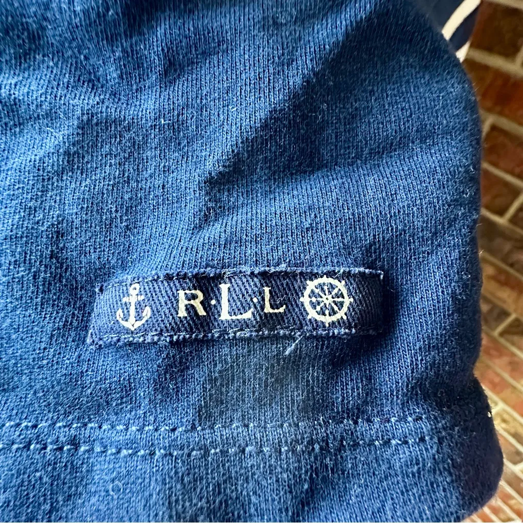 Lauren Ralph Lauren Navy and White Striped Tee Shirt Dress Drawstring Preppy - Image 8