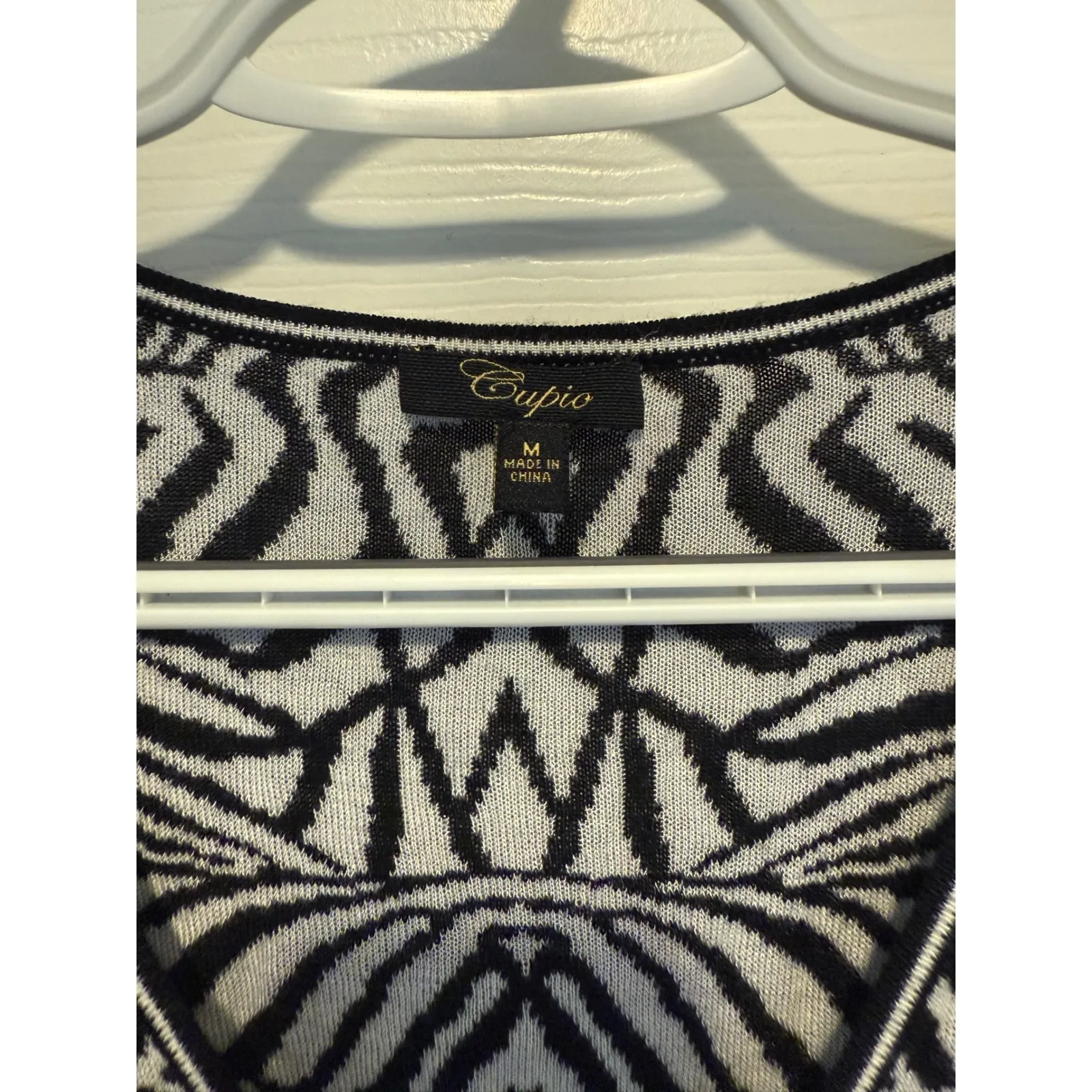 Cupio Zebra Print Cardigan Sweater Long Sleeve Black White Medium - Image 3