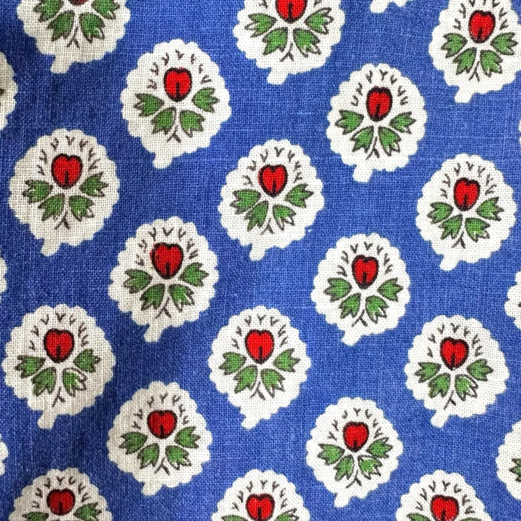 Vintage 70s Toby Tanner Dagger Collar Block Print Button Down Shirt Size 10 Blue - Image 7