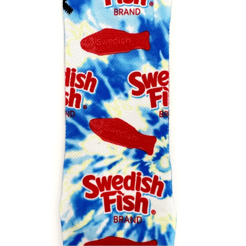 Odd Sox Swedish Fish Candy Crew Socks Mens Womens Tie Dye Novelty Gift Blue Red - Image 3