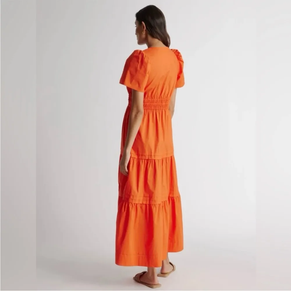 Quince 100% Organic Cotton Tiered Maxi Dress Vermilion Red Size XS NWT - Image 3