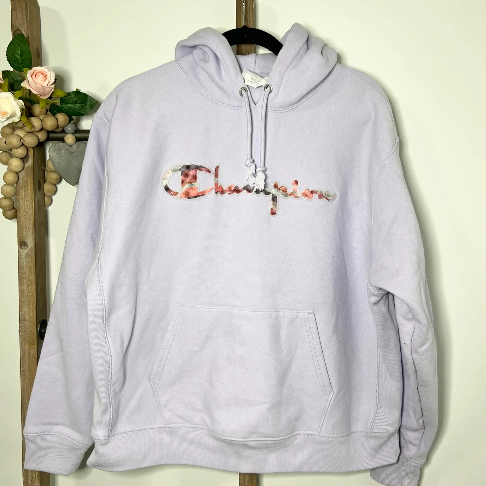 Champion  Long Sleeve Hoodie Light Purple‎ Sweatshirt Size 1X - Image 2
