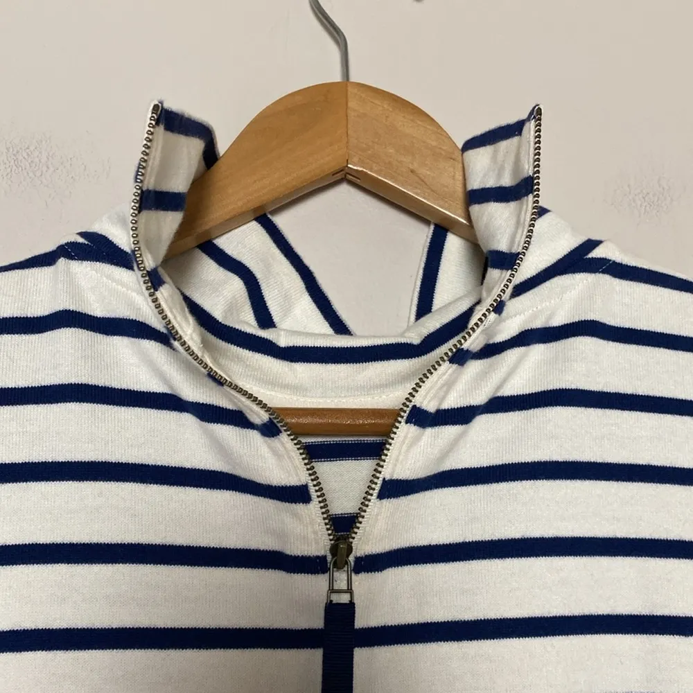 Vineyard Vines Striped Dress Navy Blue & Cream Funnel Neck Long Sleeve Size XS - Image 7