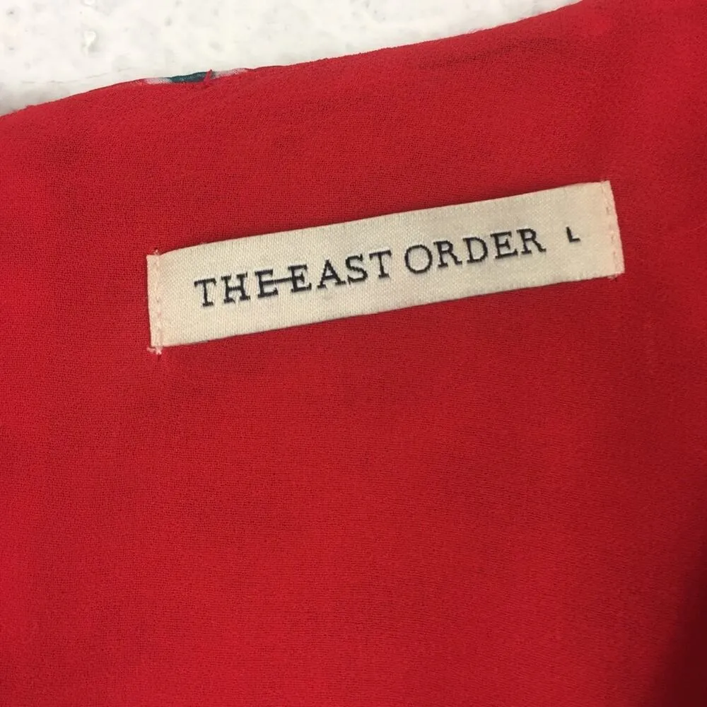 Revolve The East Order Serena Red Floral Fit & Flare Mini Dress Large Chiffon - Image 6