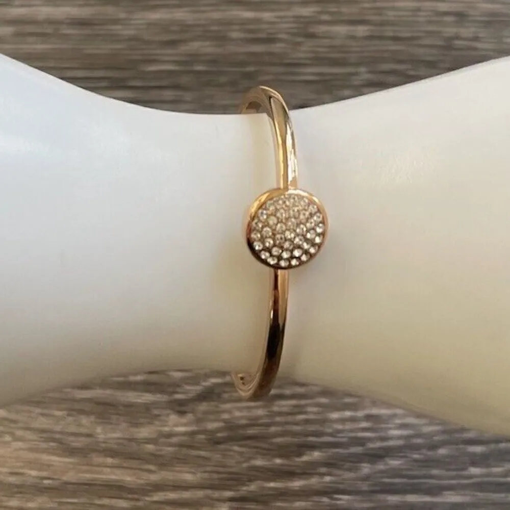 Anne Klein Rose gold Tone Rhinestone Bracelet Sz 6 in. - Image 5