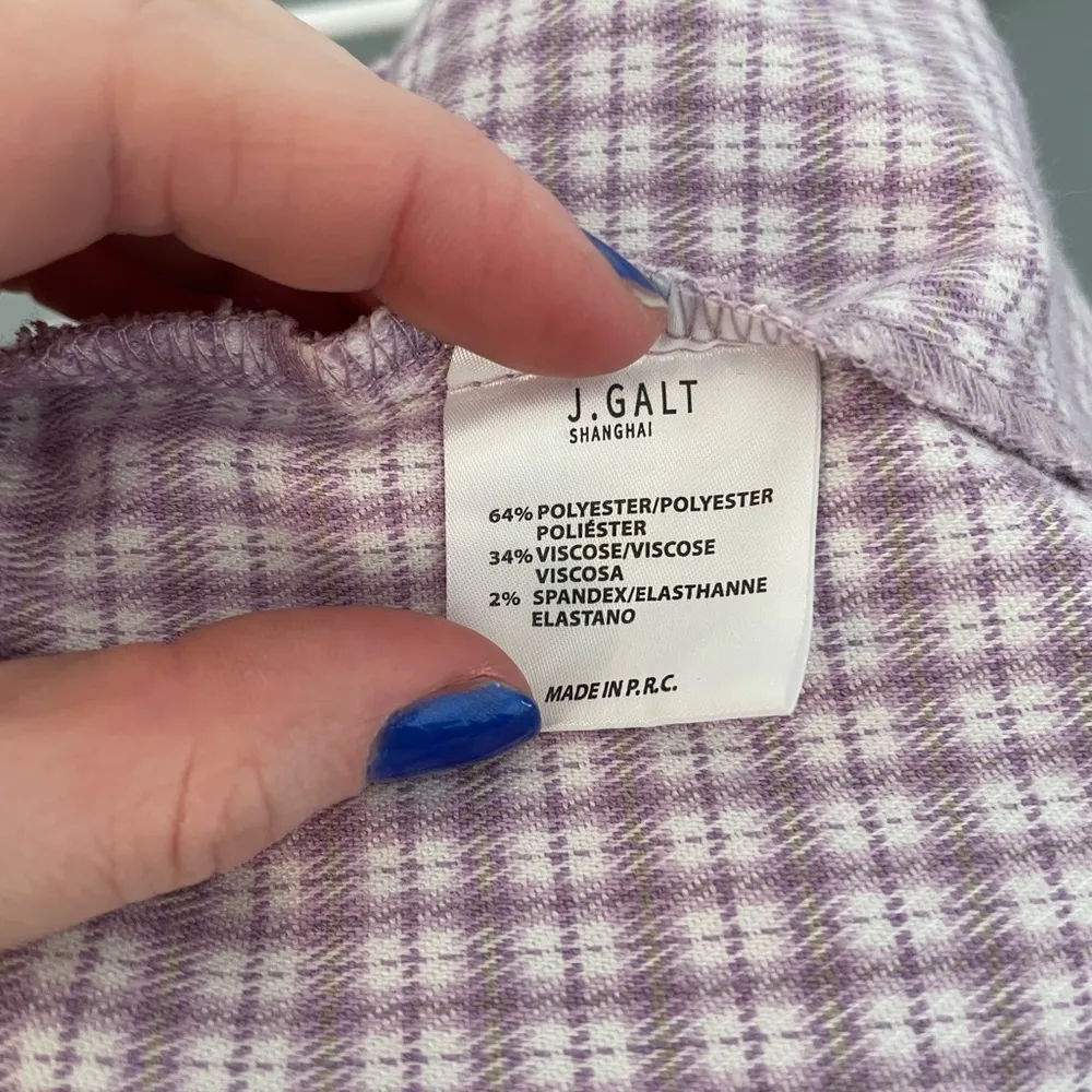 John Galt Size XS Brandy Melville Vivian Top Purple Plaid Preppy Collared Crop - Image 10