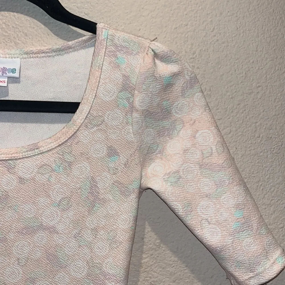 Lularoe Rose Floral Nicole Dress XXS Flowers Pink Pastel Fit And Flare - Image 3