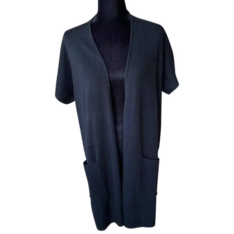 Chico's Womens‎ Sweater Vest Size 1 Medium 8 Mona Black Long Cardigan NEW - Image 3