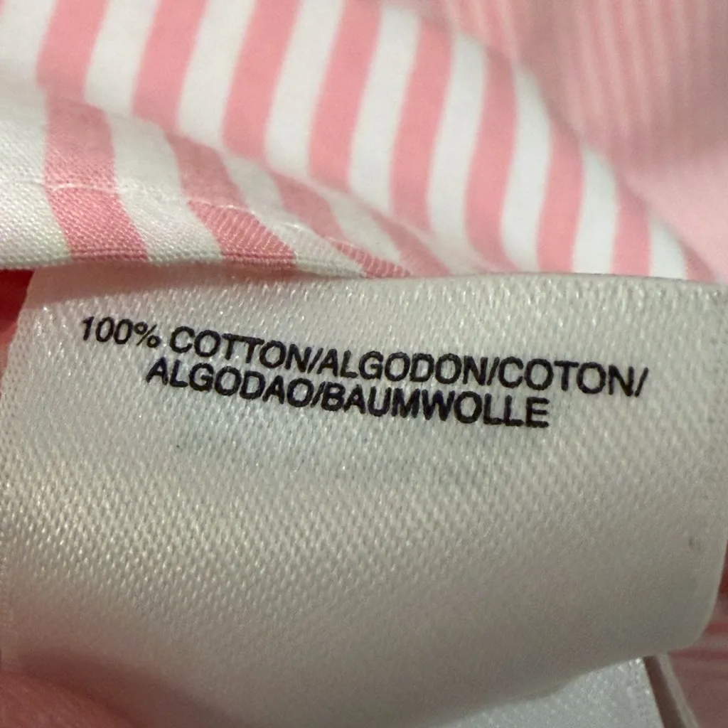 Jones New York Sleeveless Pink Stripe Non-Iron Gold Button Front Top Size 12 - Image 6