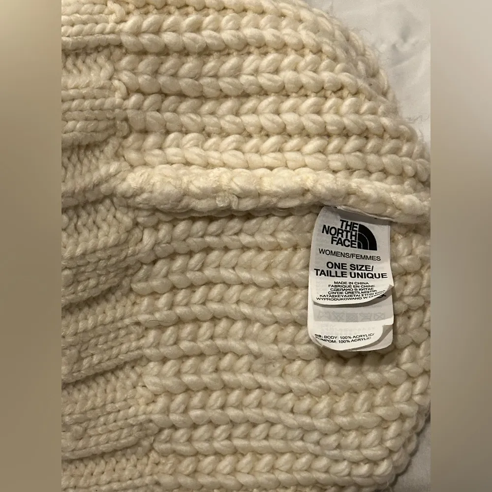 The North Face Beige Knit Pom-Pom Beanie Hat - Image 5