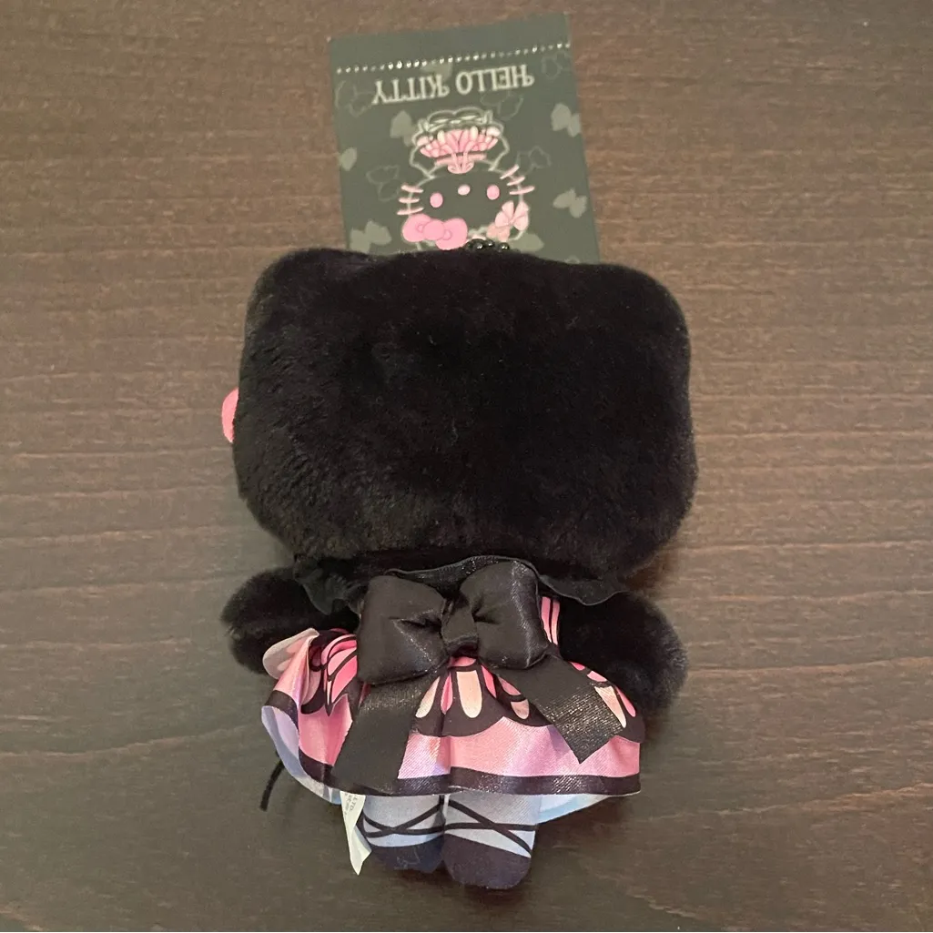 Hello Kitty Butterfly Mascot Holder Black Bag Charm by Sanrio New With Tags - Image 2