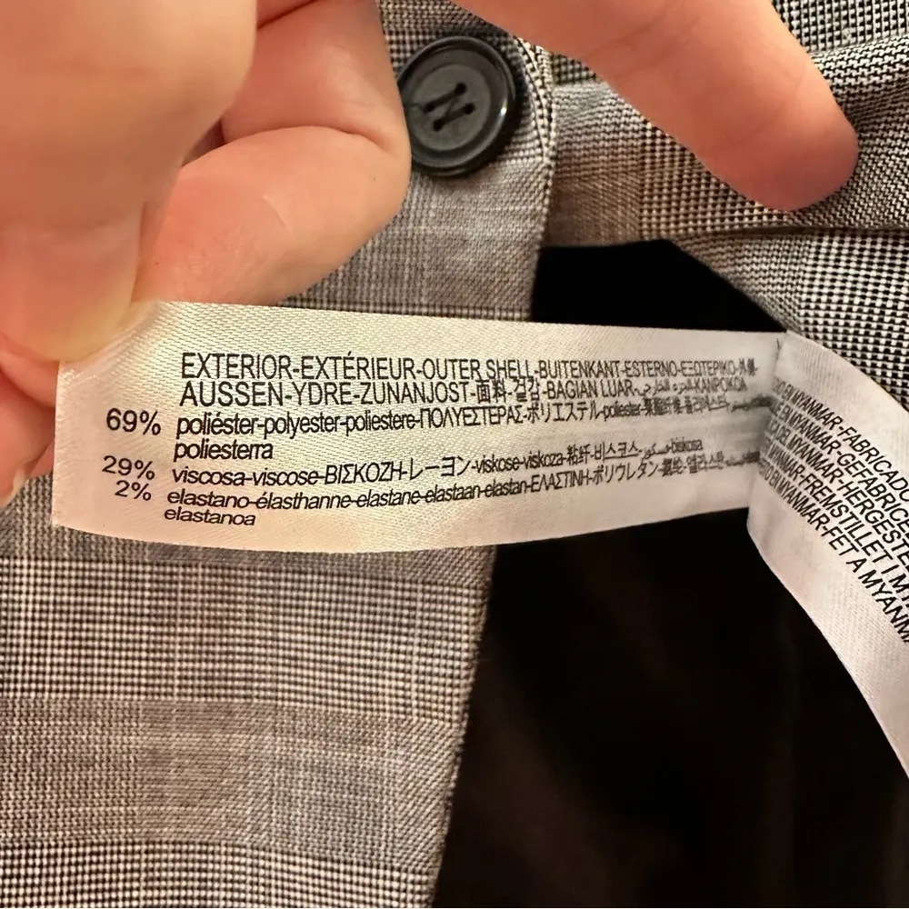 Zara Gray Plaid Tailored Blazer sz 6 - Image 12
