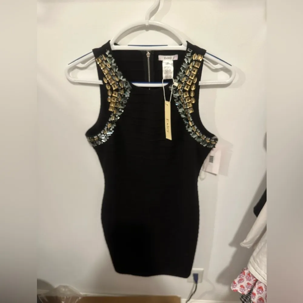 Easley black beaded dress women’s small NWT - Image 6