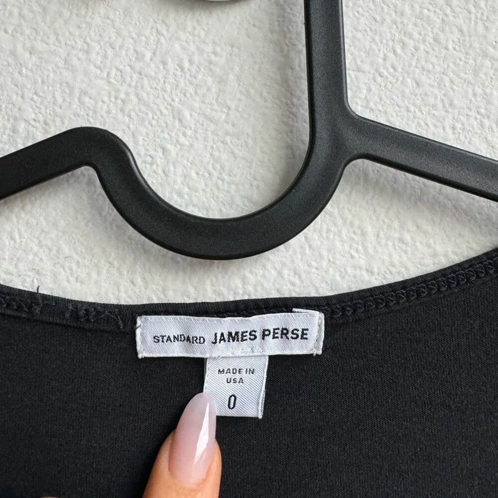 james perse 100% supima cotton bracelet sleeve black v neck size 0 Size XS - Image 2