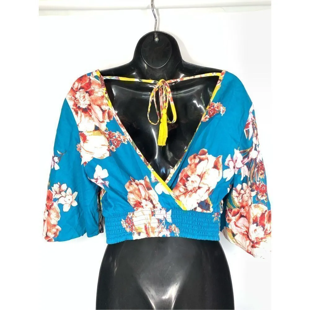 Band Of Gypsies Women's Floral V-Neck Crop Top Multicolor Size Small NWOT - Image 7