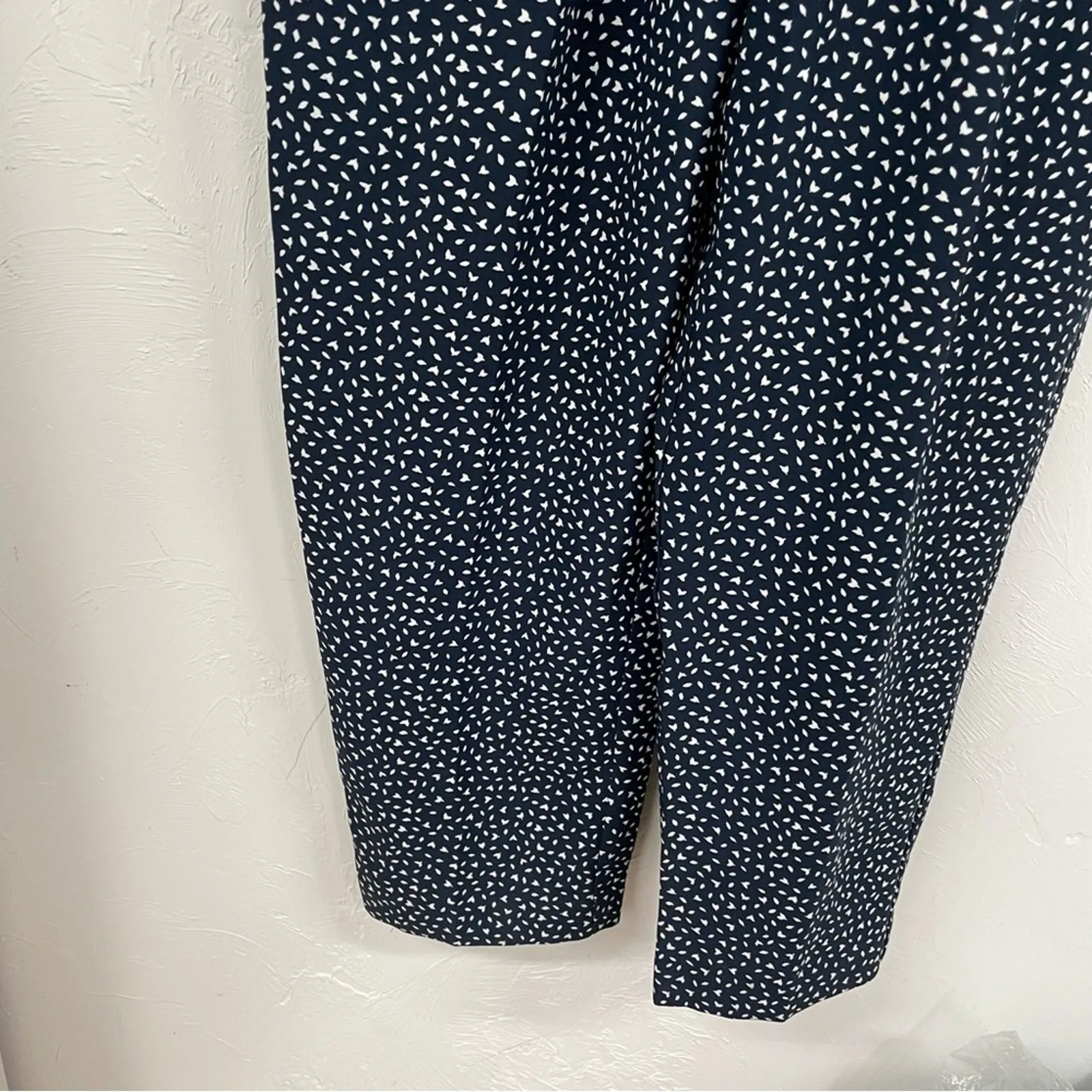 Banana Republic Blue White Spotted Ruffled Wide Leg Jumpsuit Womens 6 Sleeveless - Image 6