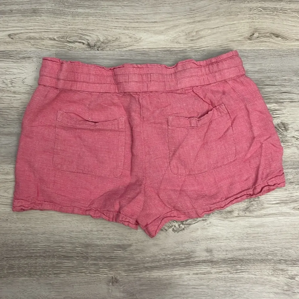 Outlet Pink Linen Elastic Drawstring Waist Pull On Shorts Size Medium - Image 2
