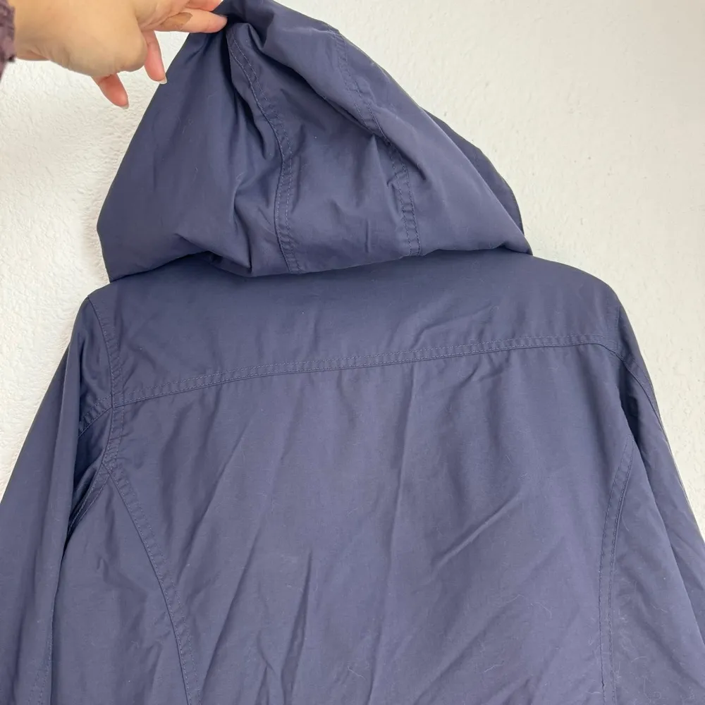 dark navy blue zip up rain jacket with hood women’s size L - Image 7