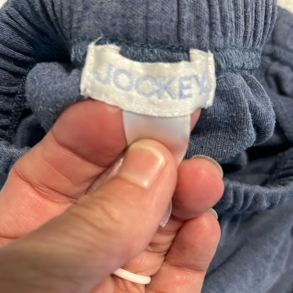 Pajama Set Jockey Cotton Short Sleeve V Neck Top M Drawstring Pants Gray Blue XS Size undefined - Image 7