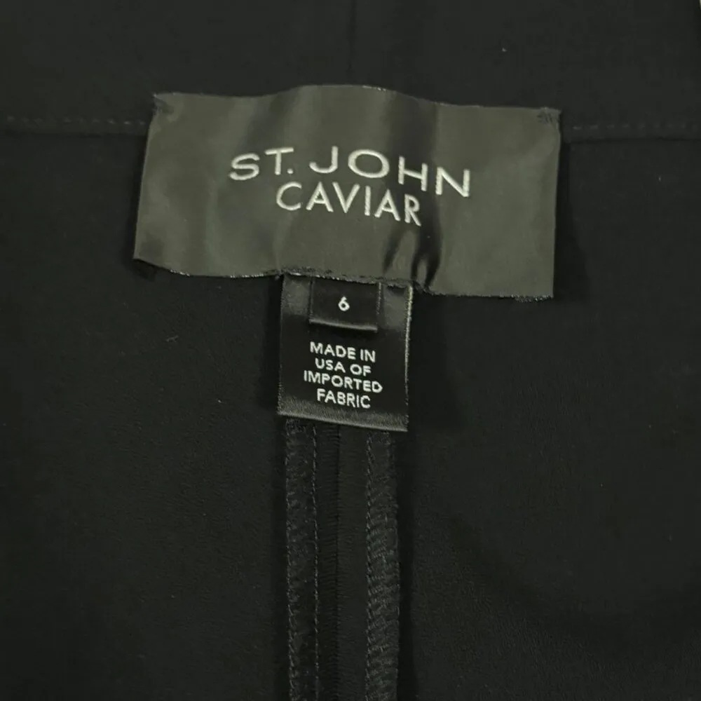 St. John Caviar Black Cropped Dress Pants Size 6 - Image 6