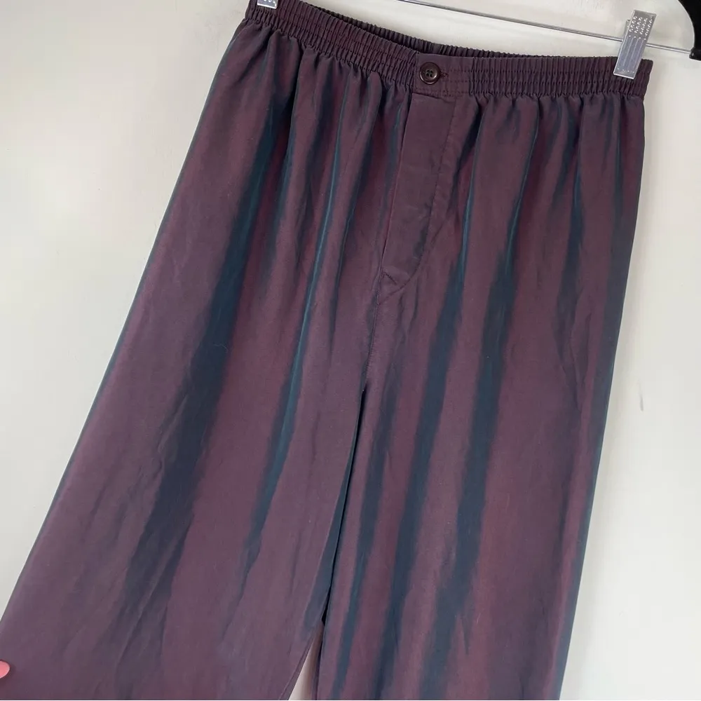 Vtg Y2K Holographic Trouser Pants High Rise Pull On Straight Wide Leg Sz Small Purple - Image 5