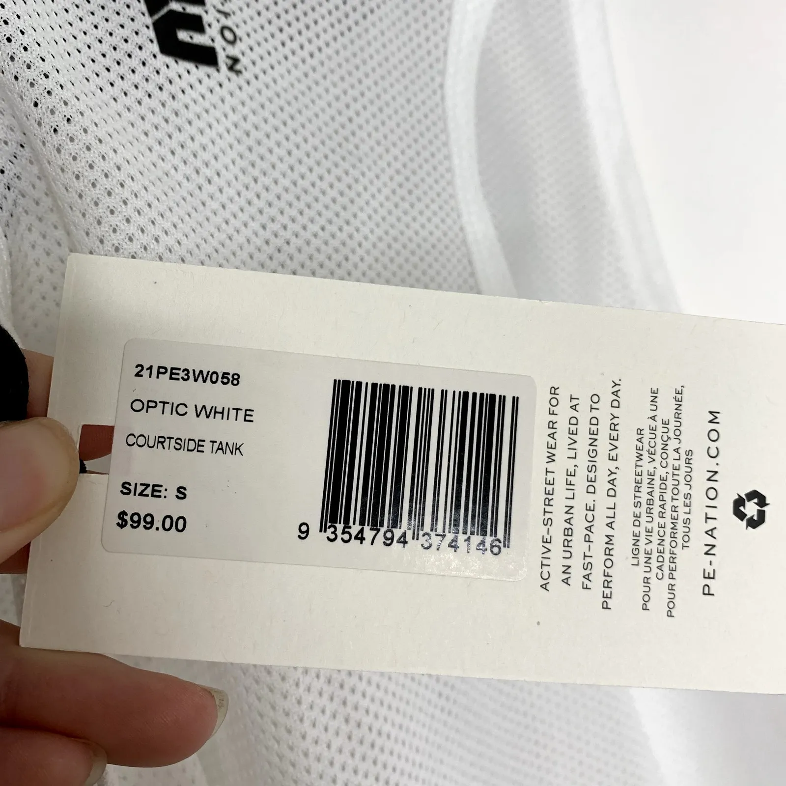 P.E Nation optic white Courtside Tank Womens New Small - Image 9