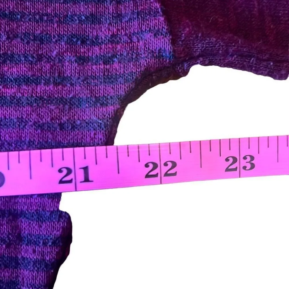 Tresics Womens Medium Maroon Black Striped Lightweight Sheer Detail Sweater Top - Image 6